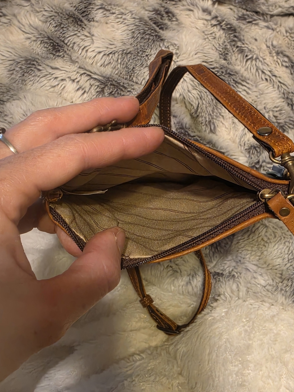 Floral Tan Leather Crossbody Bag - Stylish Everyday Carry